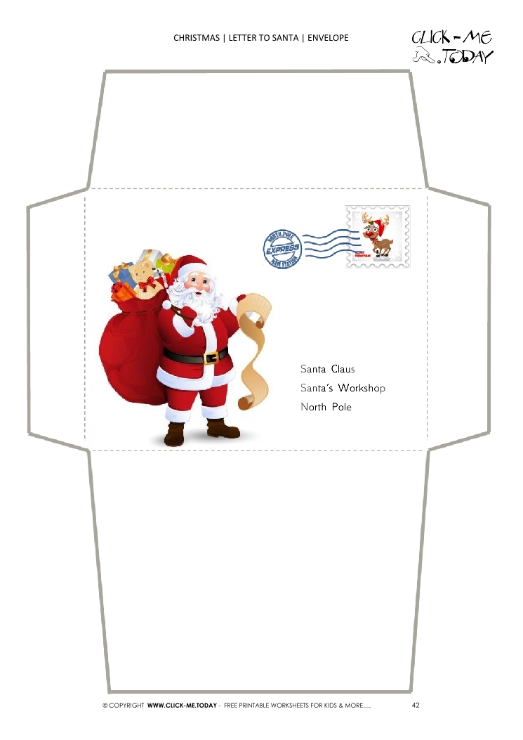 Printable envelope to Santa template from toddler with stamp 42